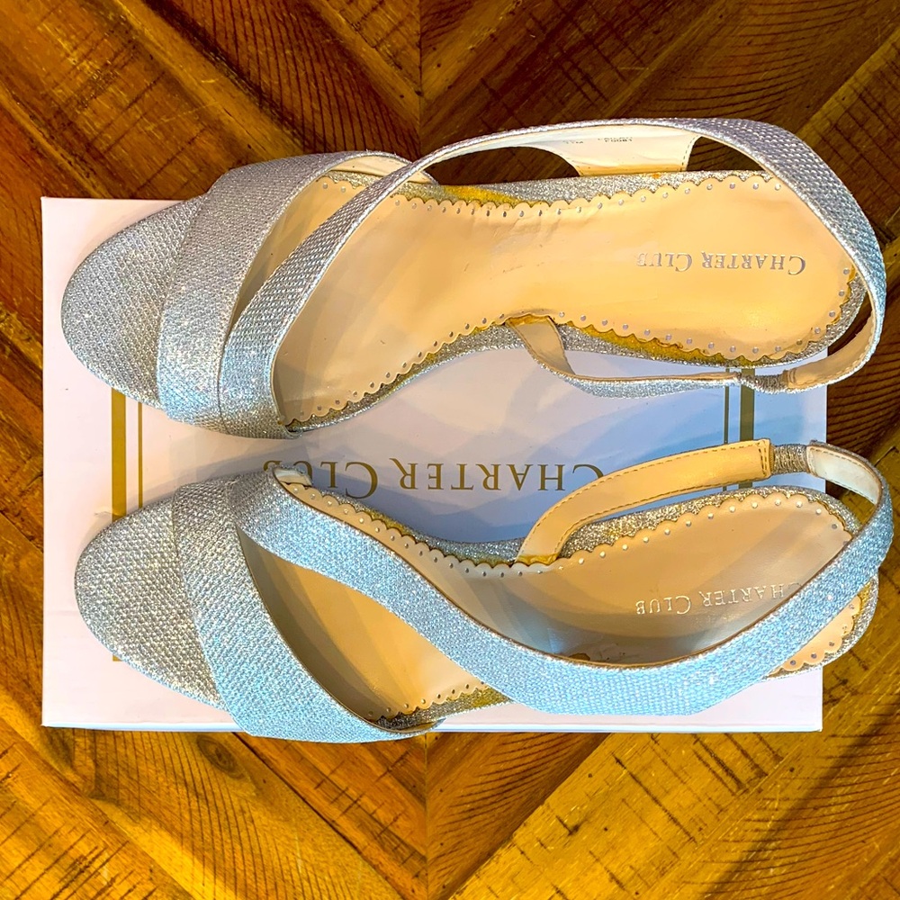 NEW Charter Club Lailah Silver High Heel Sandals Size 11M
